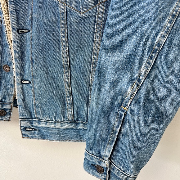 Levi's Denim Jean Jacket Men’s Small Trucker 70520-3790 Sherpa Lining Vintage - Picture 2 of 8